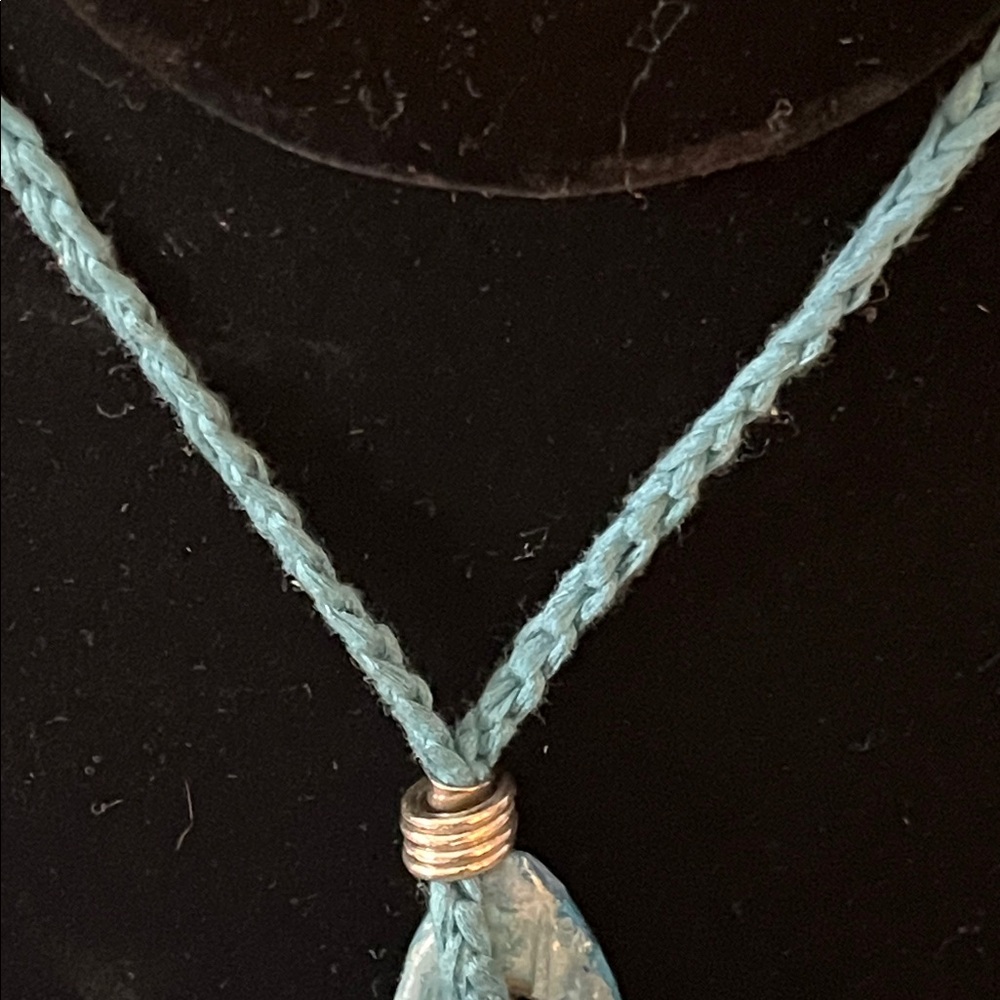 Handmade & Painted Greek Ceramic Blue Fish Pendant on a Braided Cord - Picture 4 of 6